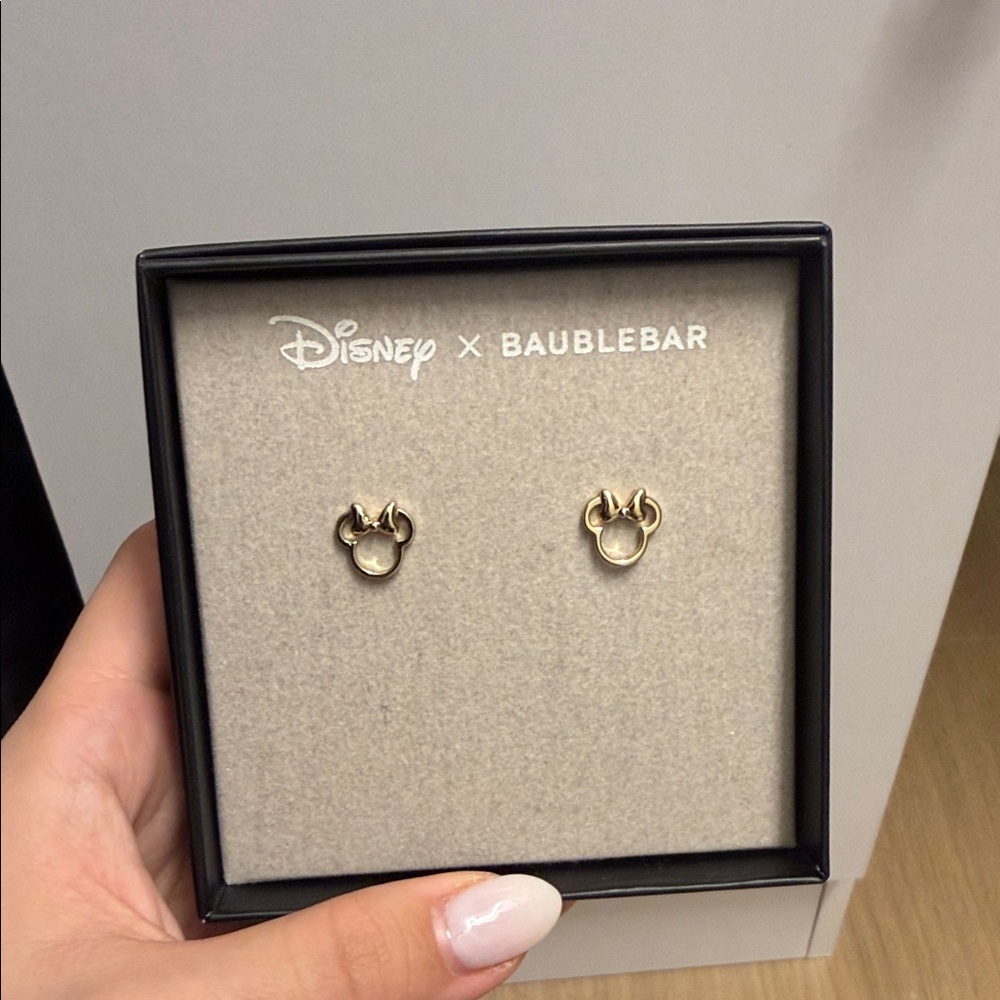 BaubleBar Disney Gold Minnie Outline Stud Earrings